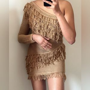 Tularosa Peek A Boo Dress in Tan